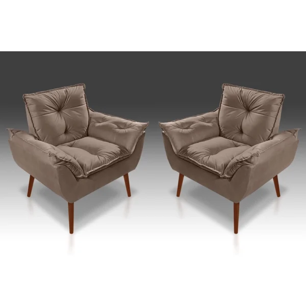 Kit 2 Poltronas Decorativa Opala Para Sala, Salão Escritório Suede - lm decor