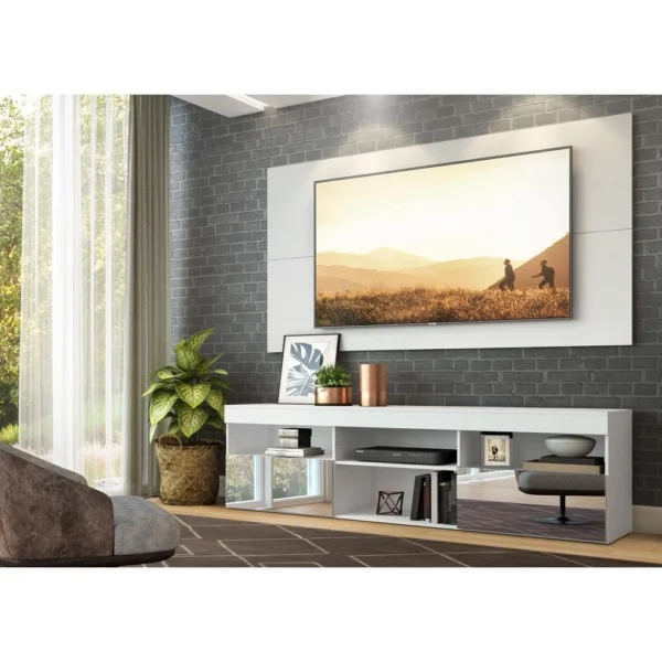Rack com Painel p/tv até 65 e Espelho Flórida Multimóveis Branco