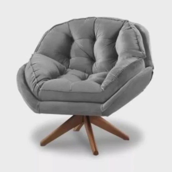 Poltrona Decorativa Califórnia Com Base Giratória Veludo - Ssx Multicoisas Cor Cinza