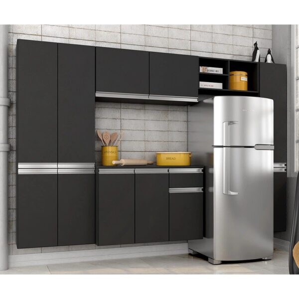 Armário De Cozinha 5 Peças Liris Preto - Móveis Arapongas