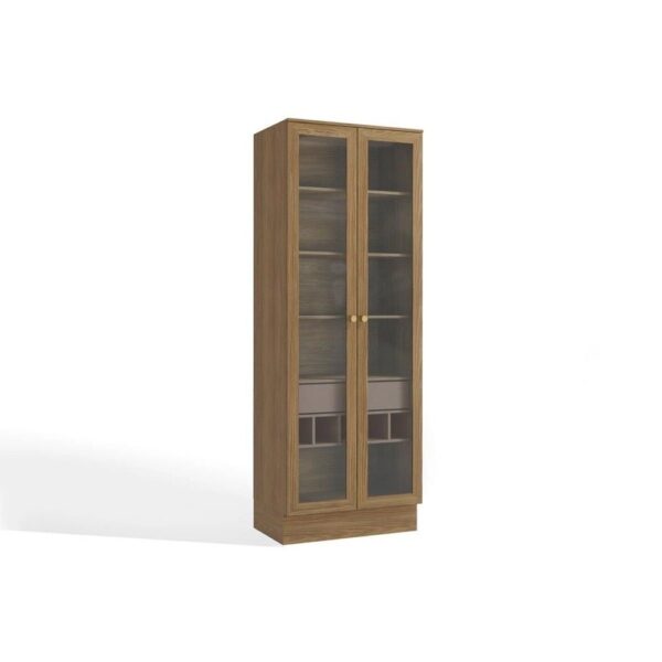 Cristaleira Sala Jantar Botanic M628 c 2 Portas de Vidro e 1 Gaveta 50cm NogueiraFendi - Kappesberg