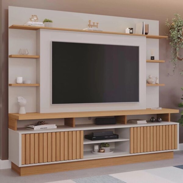 Estante Home para TV até 65 Polegadas Ripado 2 Portas Ravena Yescasa